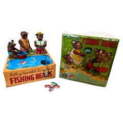 Used Mechanical Bank "Fishing Bears" Battery Operated with Original Box, circa 1950s