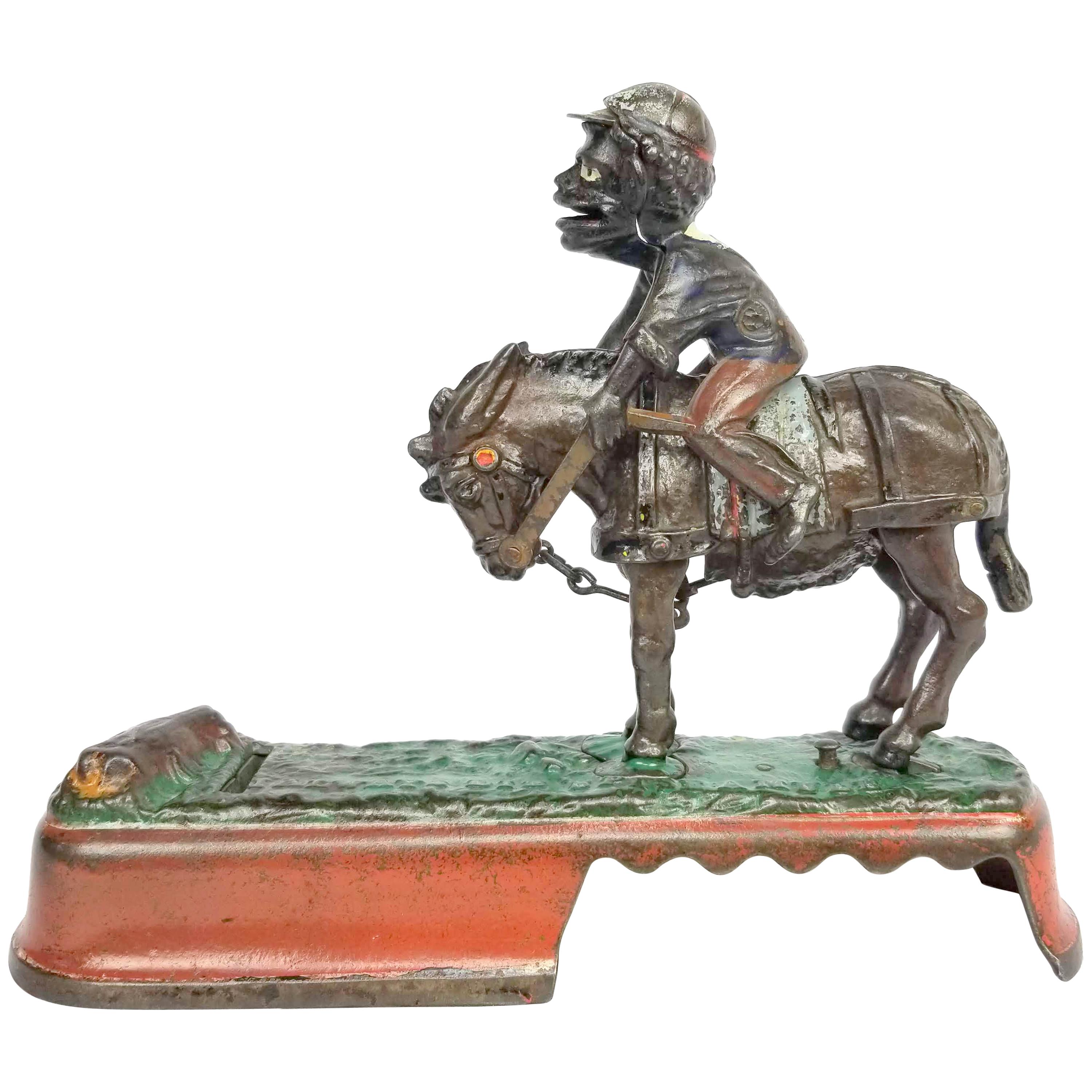 Mechanical Bank, "I Always Did 'Spise a Mule" Jockey over Version, circa 1879 For Sale