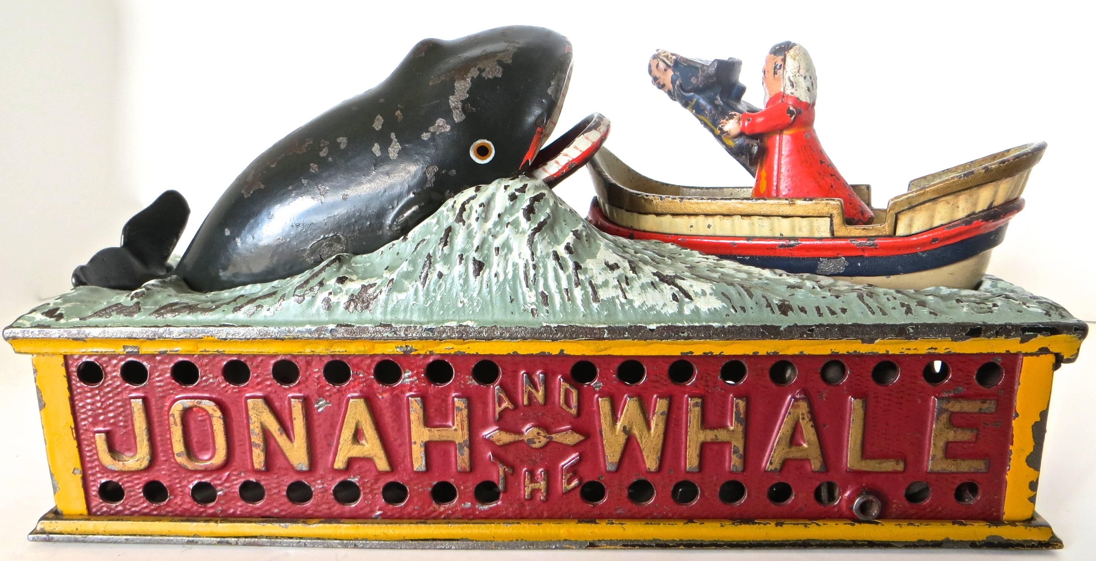 This mechanical bank made of cast iron has broad based appeal and is sought after by collectors of Americana, in addition to those who seek toys and mechanical banks. 