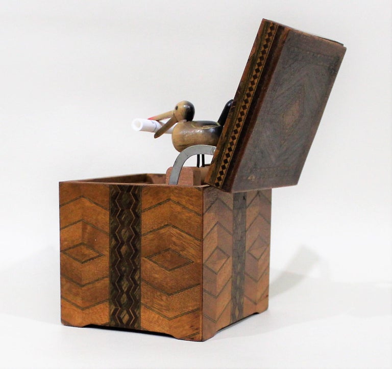 Mechanical Cigarette Dispenser Box with Marquetry Inlay at 1stDibs