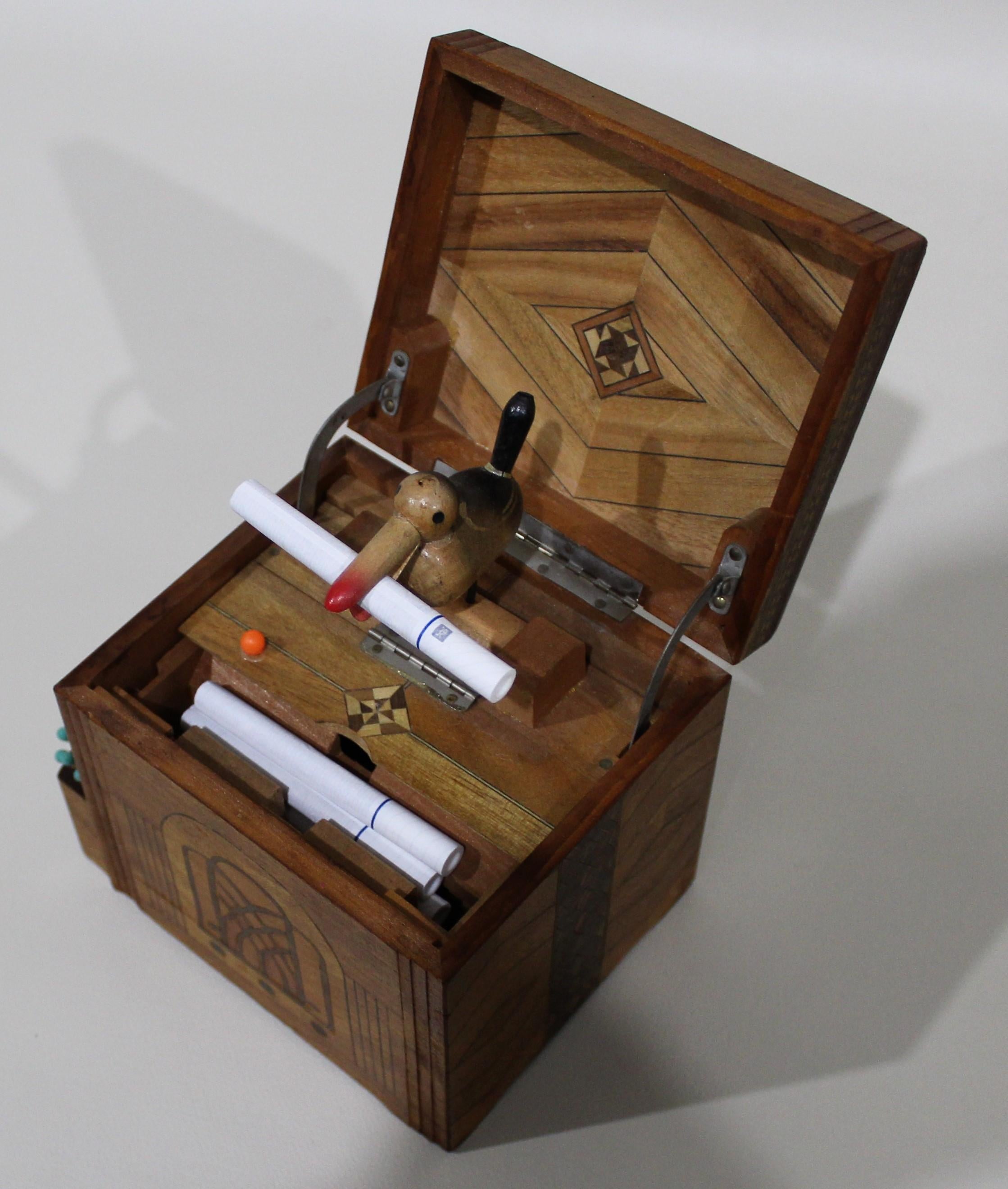 Mechanical Cigarette Dispenser Box with Marquetry Inlay 4