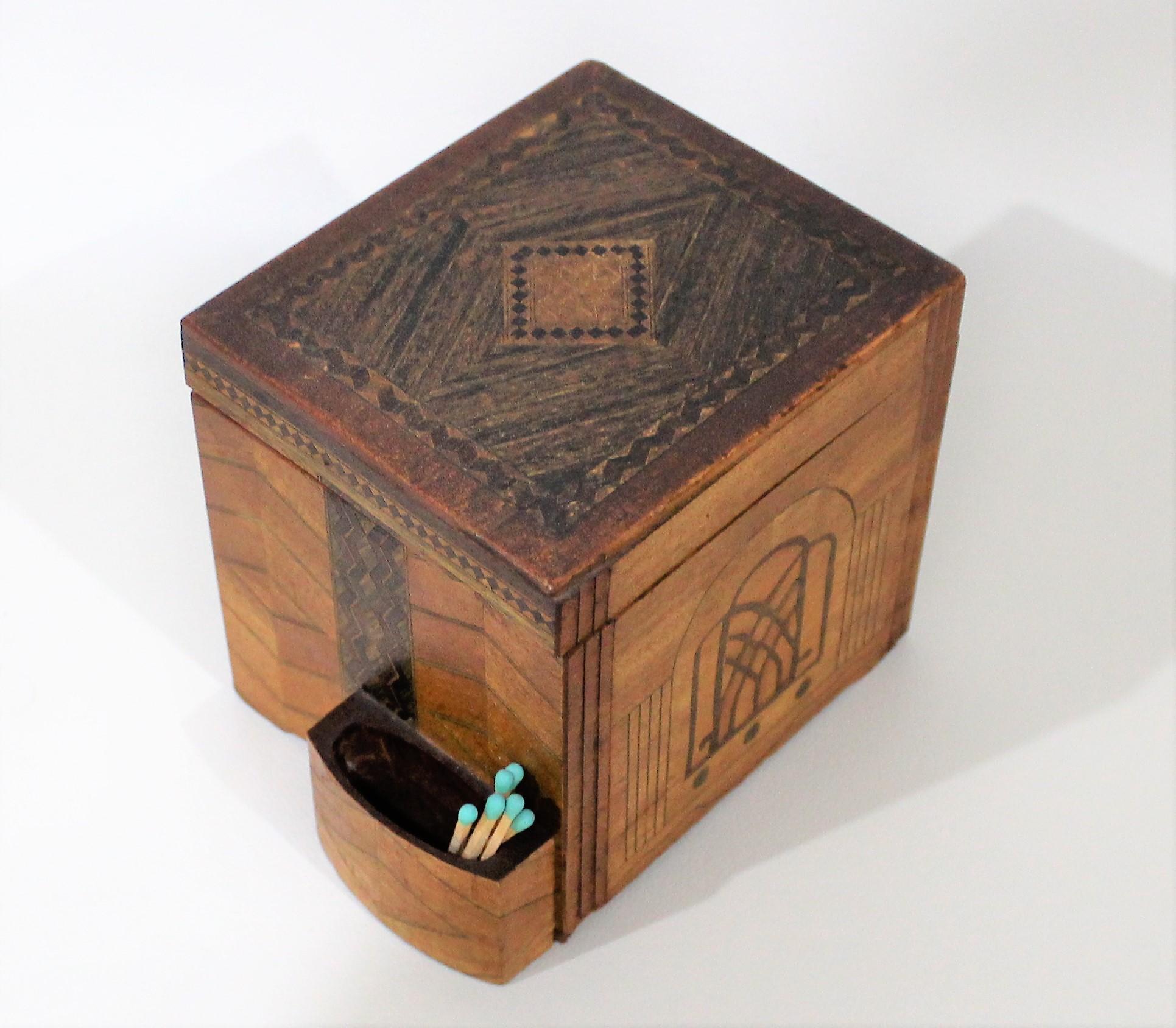 Mechanical Cigarette Dispenser Box with Marquetry Inlay 5