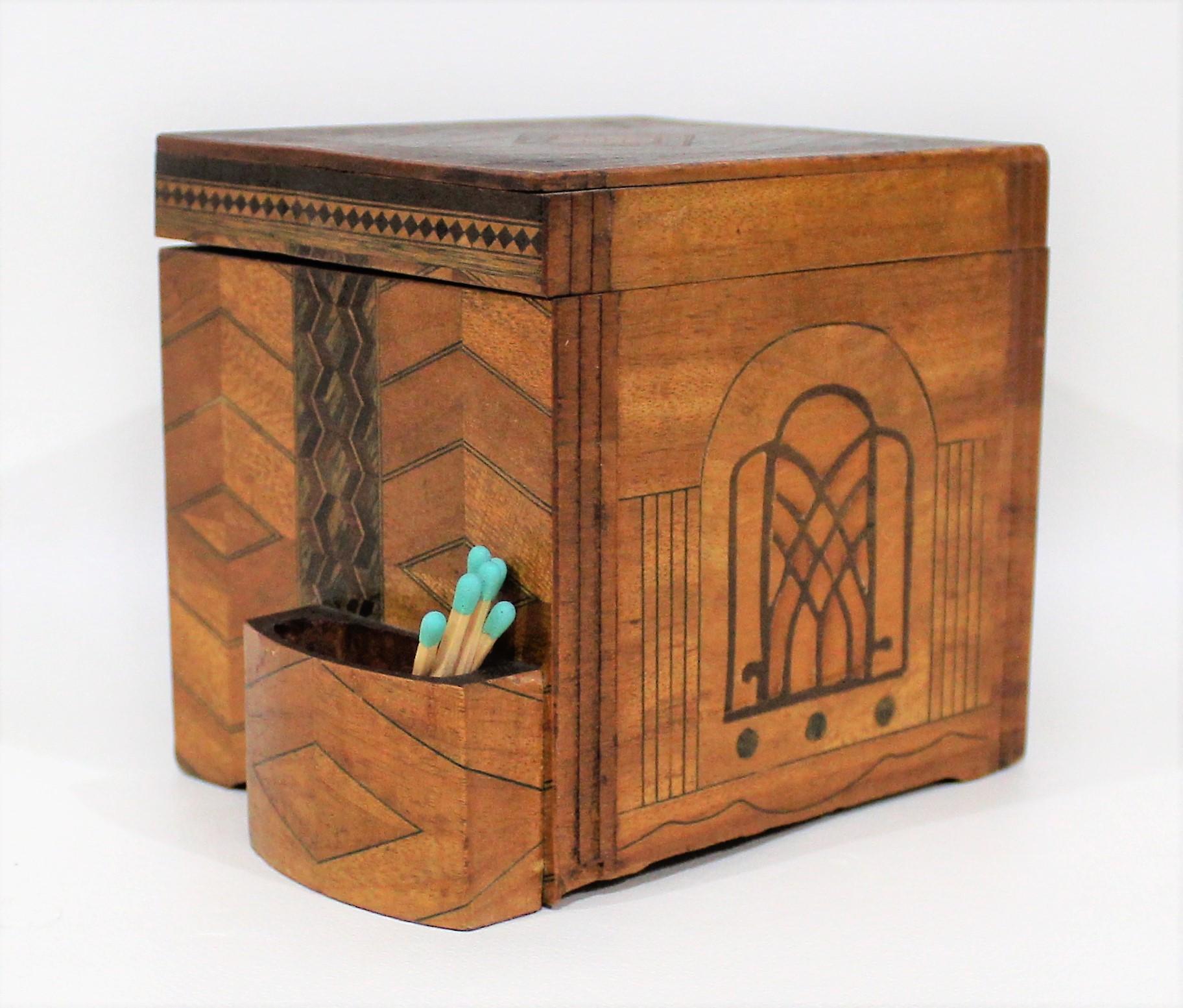 Mechanical Cigarette Dispenser Box with Marquetry Inlay 6