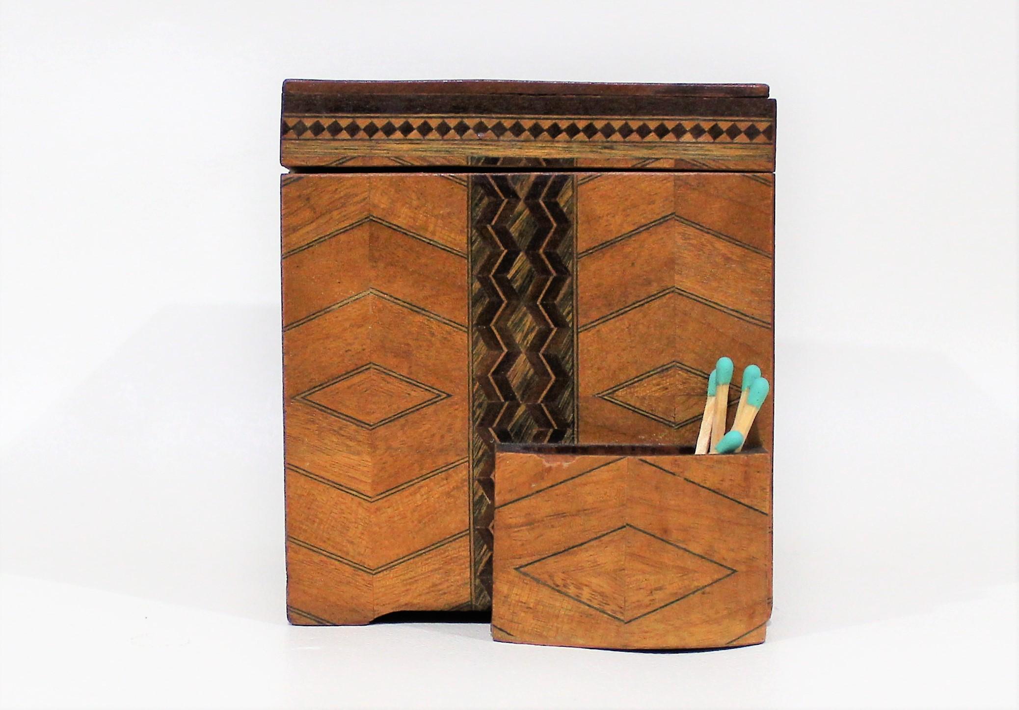 Mechanical Cigarette Dispenser Box with Marquetry Inlay 9