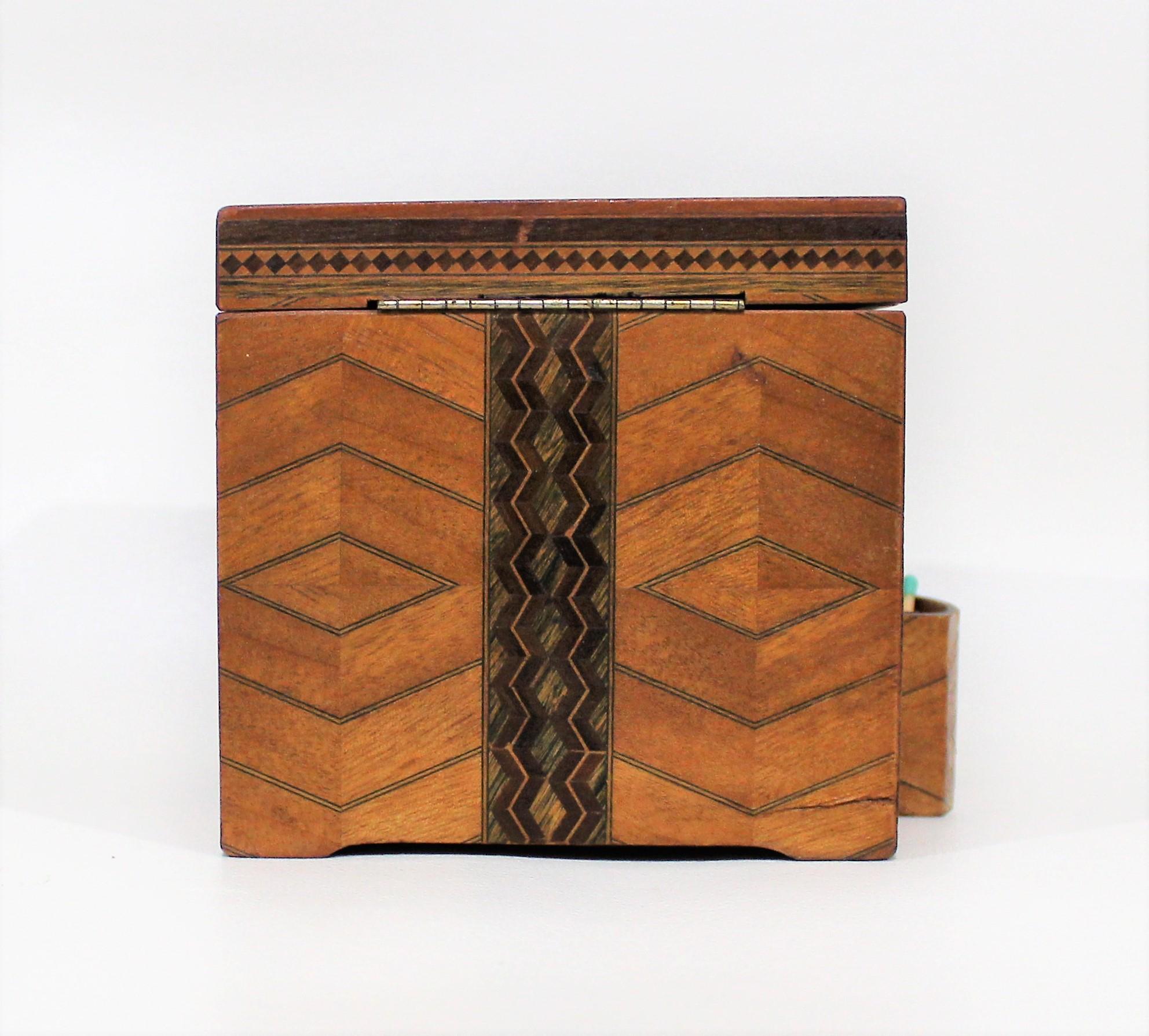Mechanical Cigarette Dispenser Box with Marquetry Inlay 10