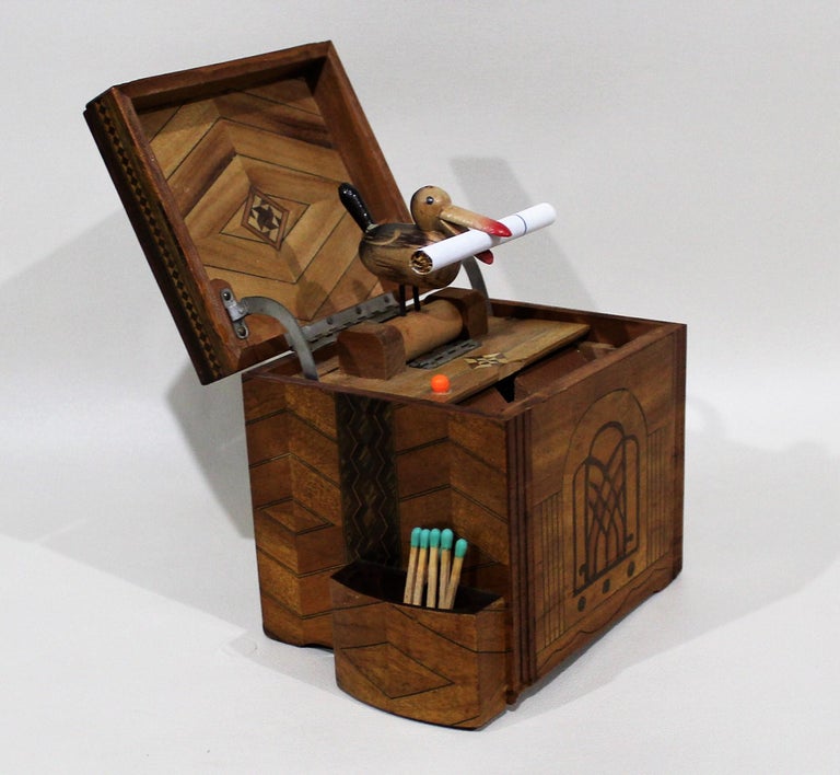 Mechanical Cigarette Dispenser Box with Marquetry Inlay at 1stDibs