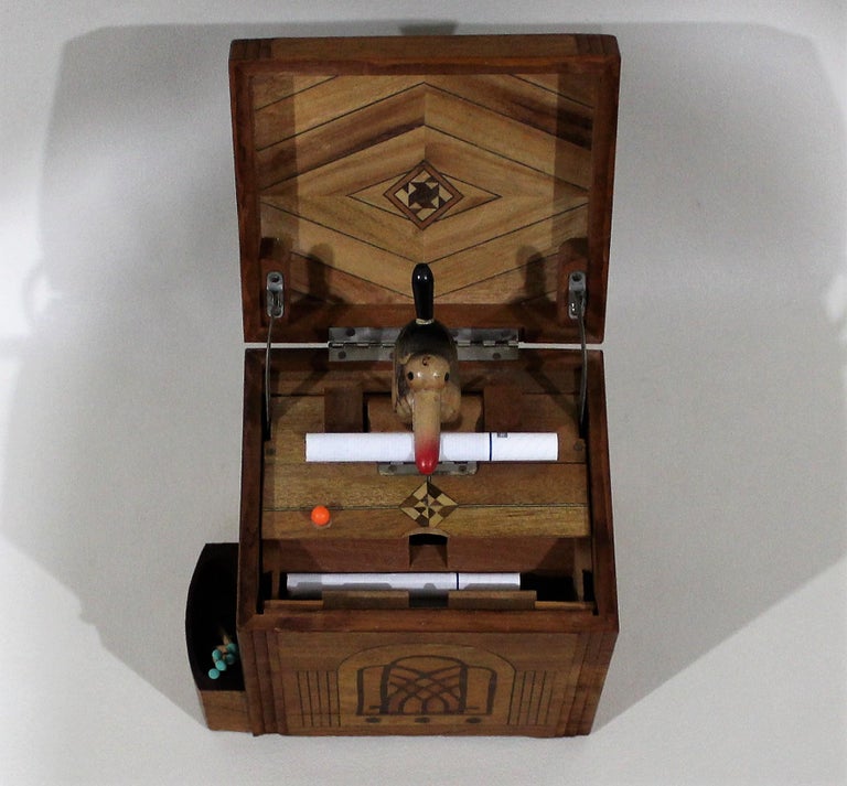Mechanical Cigarette Dispenser Box with Marquetry Inlay at 1stDibs