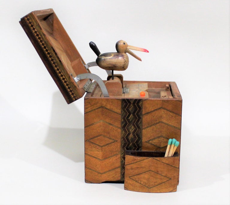 Mechanical Cigarette Dispenser Box with Marquetry Inlay at 1stDibs