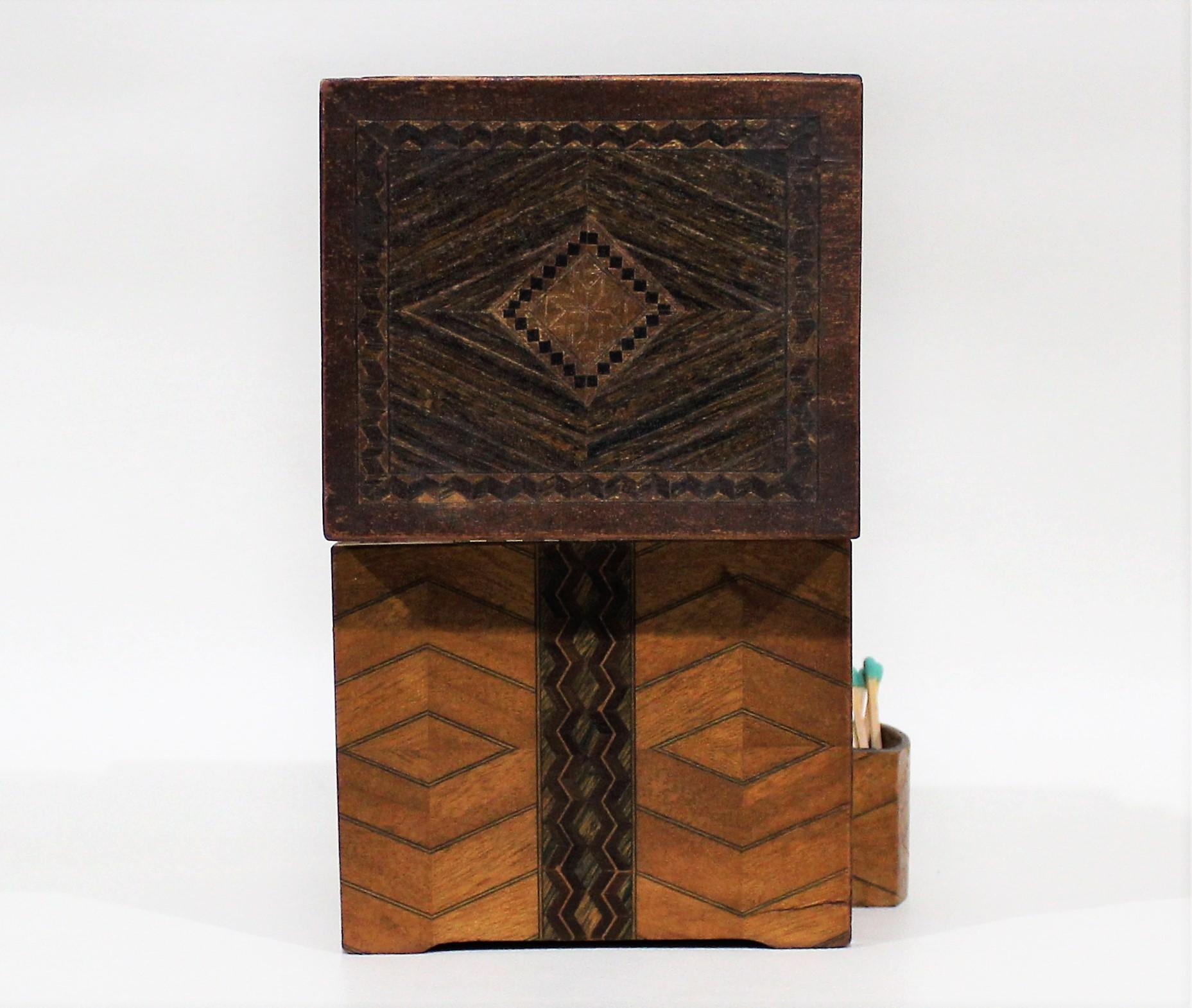 Mechanical Cigarette Dispenser Box with Marquetry Inlay 2