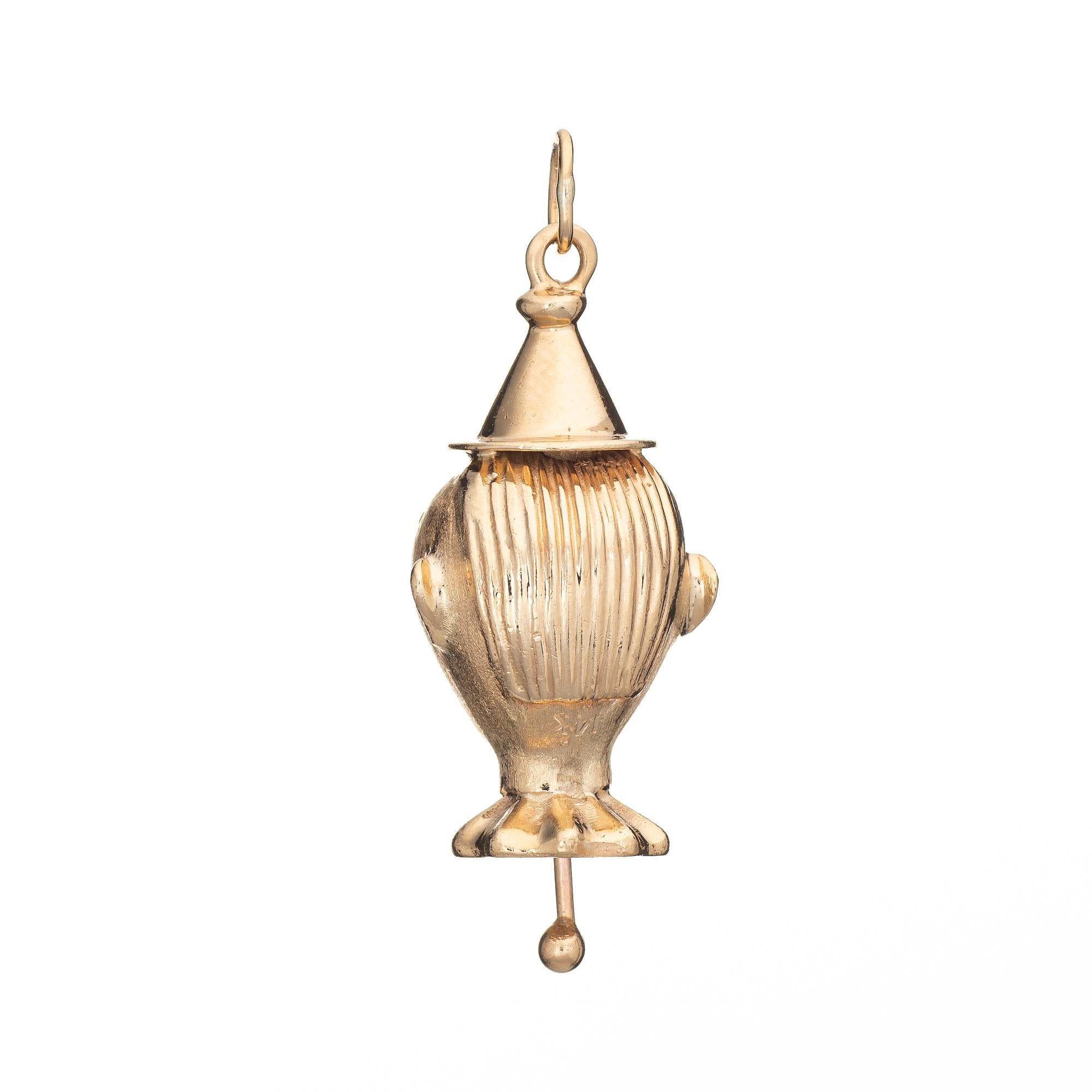 Modern Mechanical Clown Charm Vintage 14k Yellow Gold Enamel Pendant Moveable Jewelry