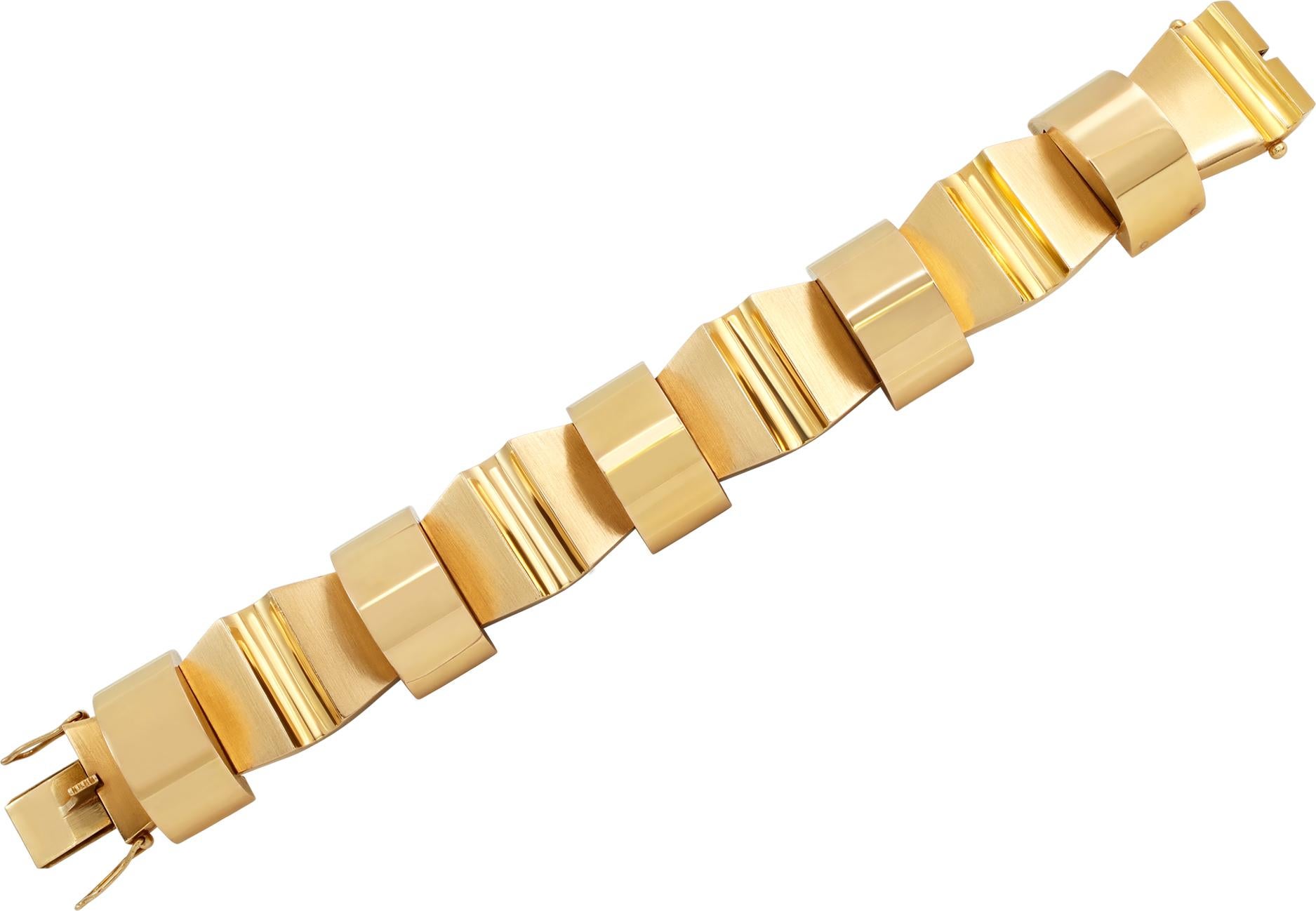 Bracelet mécanique massif géométrique 