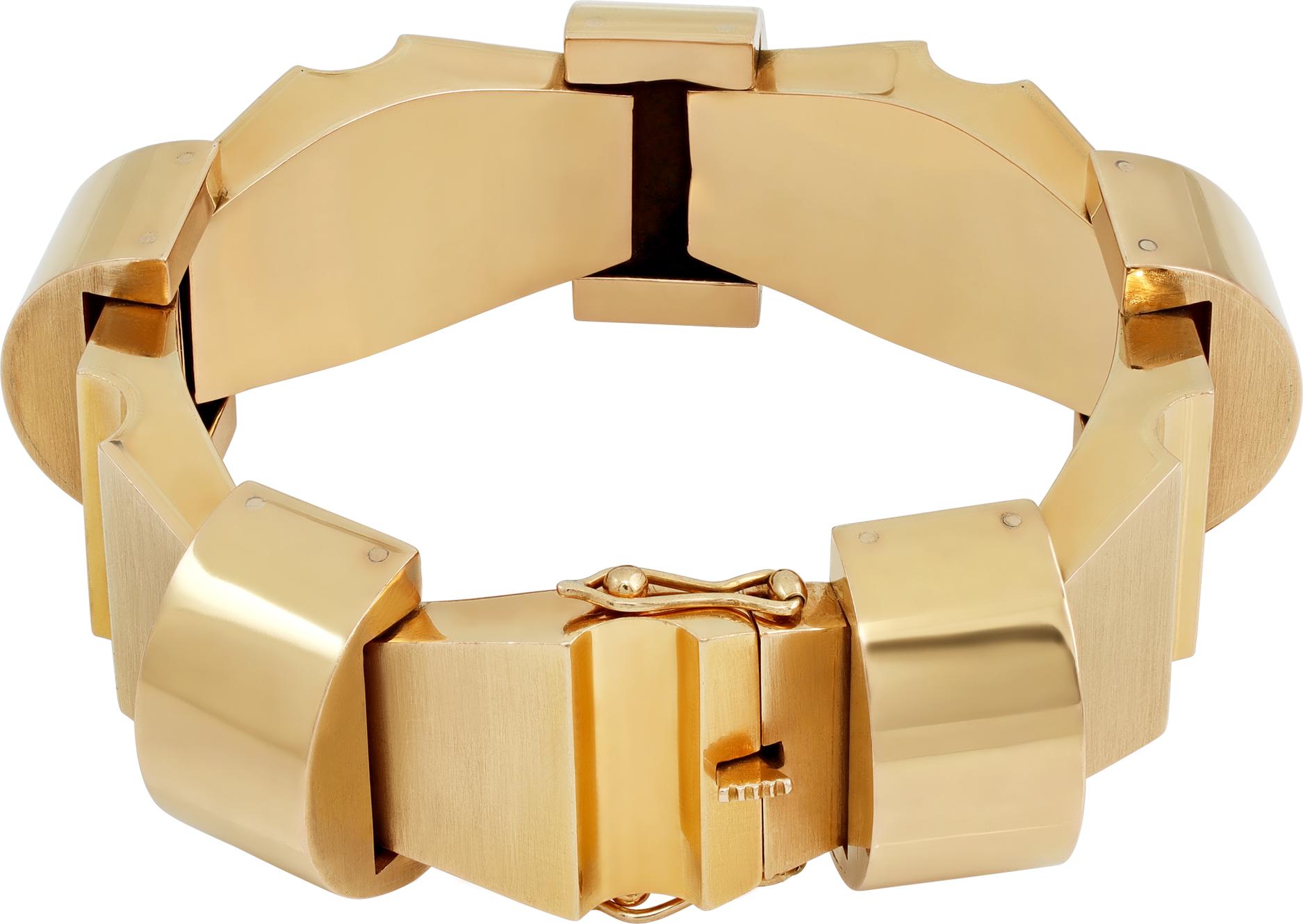 Bracelet moderniste géométrique en or jaune Unisexe en vente