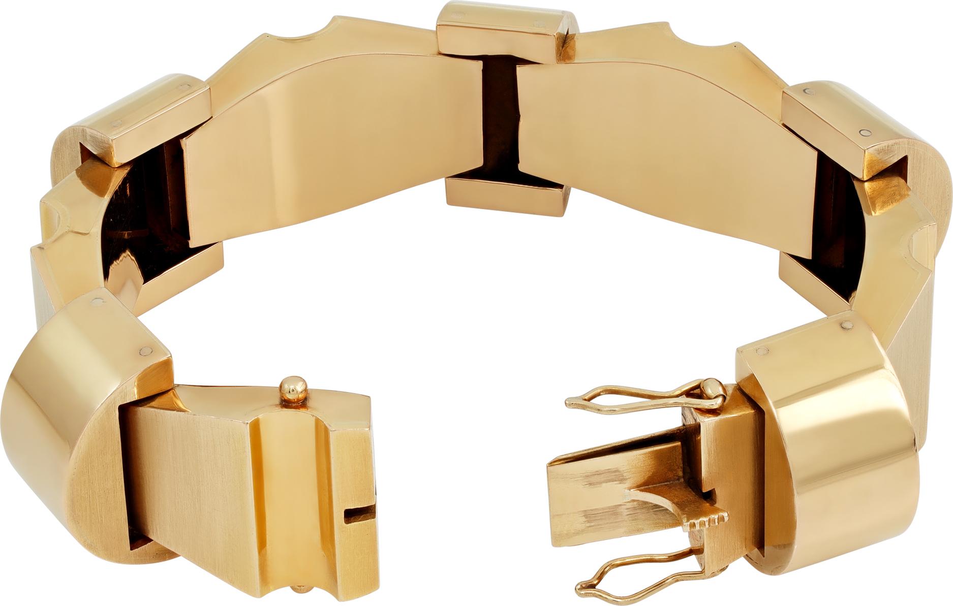 Bracelet moderniste géométrique en or jaune en vente 1