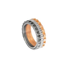 Anillo mecánico en capas de plata de ley con baño de oro, talla L