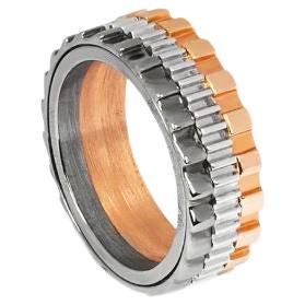 Mechanischer mehrlagiger Ring aus Sterlingsilber mit Vergoldung, Größe M