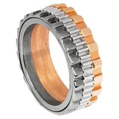 Anello meccanico a strati in argento sterling con placcatura in oro, taglia M