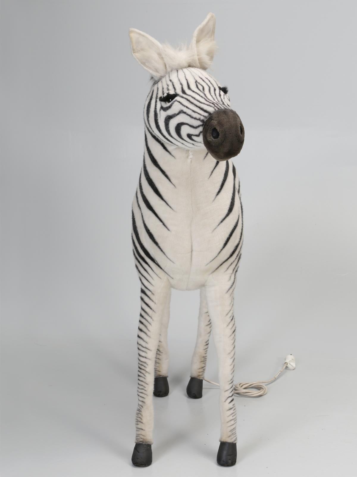 Mechanical or Animated Huge Stuffed Zebra, by Hansa and Four Feet High For Sale 4