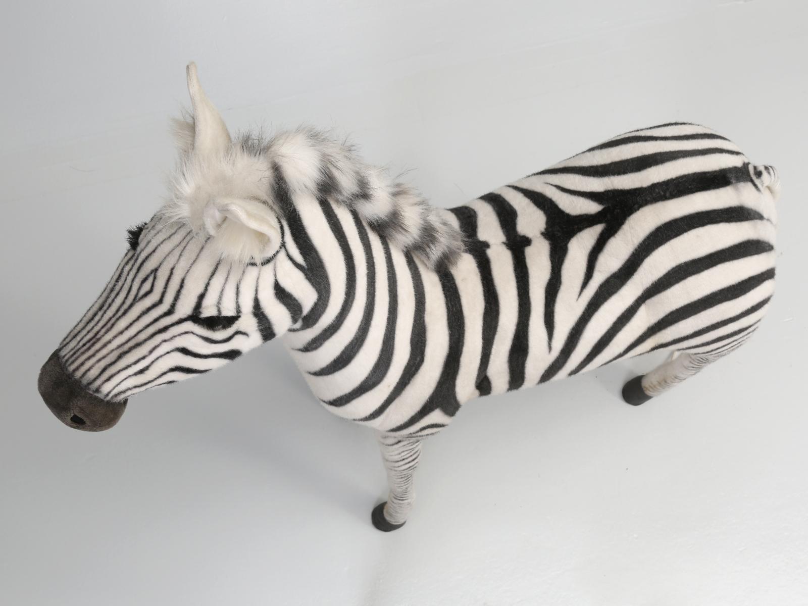 Mechanical or Animated Huge Stuffed Zebra, by Hansa and Four Feet High For Sale 5