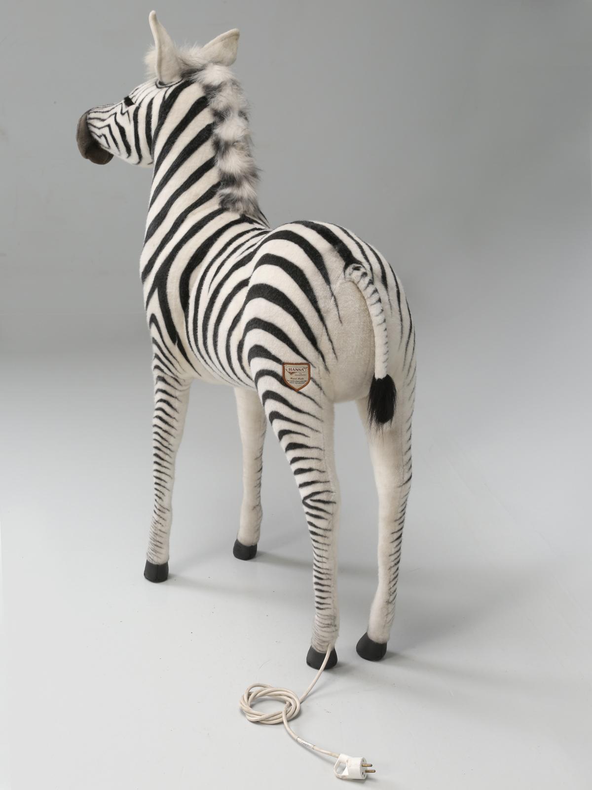 Mechanical or Animated Huge Stuffed Zebra, by Hansa and Four Feet High For Sale 7