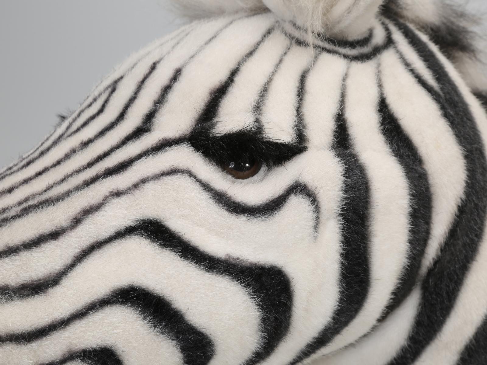 Hand-Crafted Mechanical or Animated Huge Stuffed Zebra, by Hansa and Four Feet High For Sale