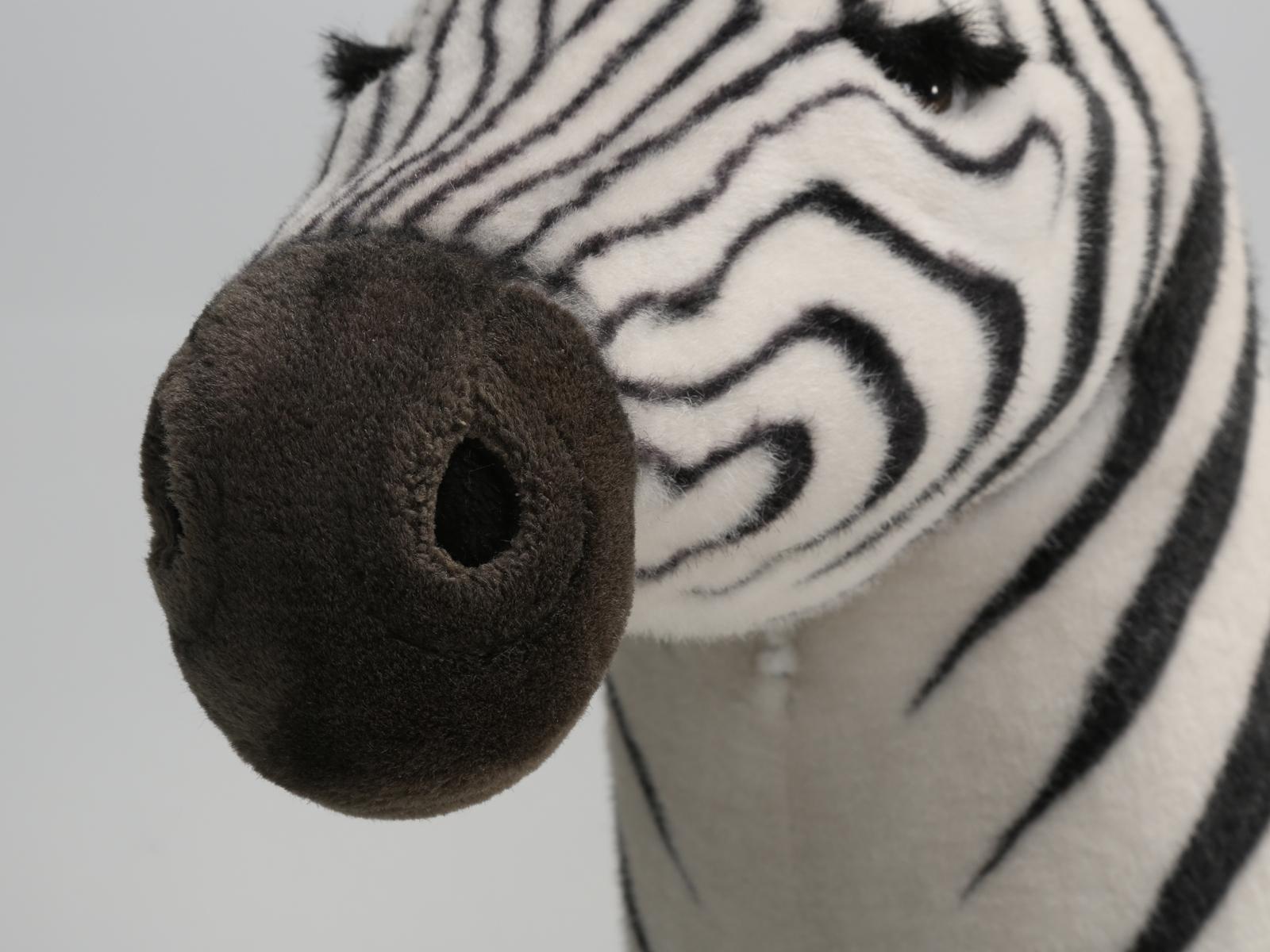 Mechanical or Animated Huge Stuffed Zebra, by Hansa and Four Feet High In Good Condition For Sale In Chicago, IL