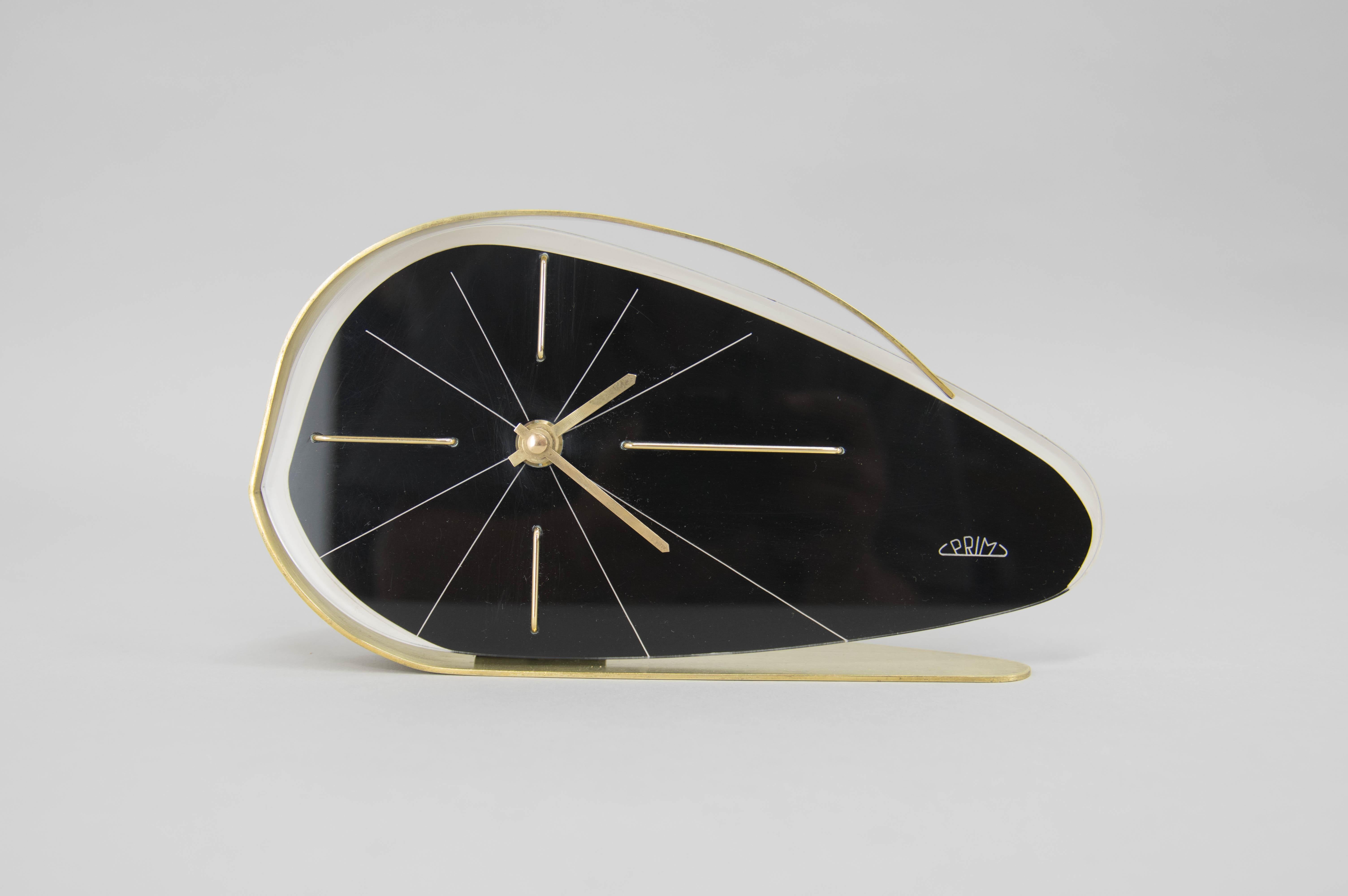 Mid-Century Modern Mechanical Table Clock by PRIM, 1960s