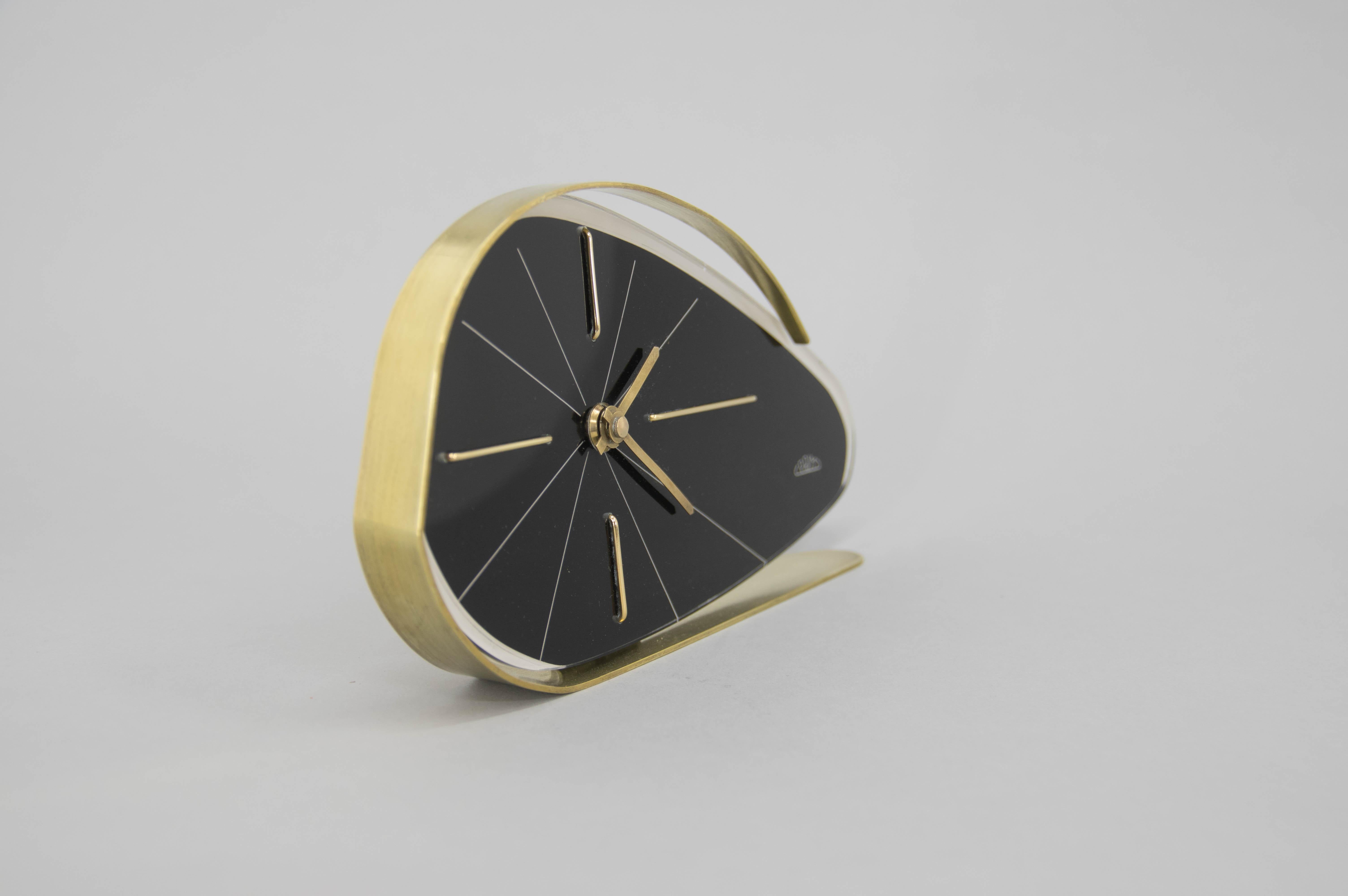 Brass Mechanical Table Clock by PRIM, 1960s