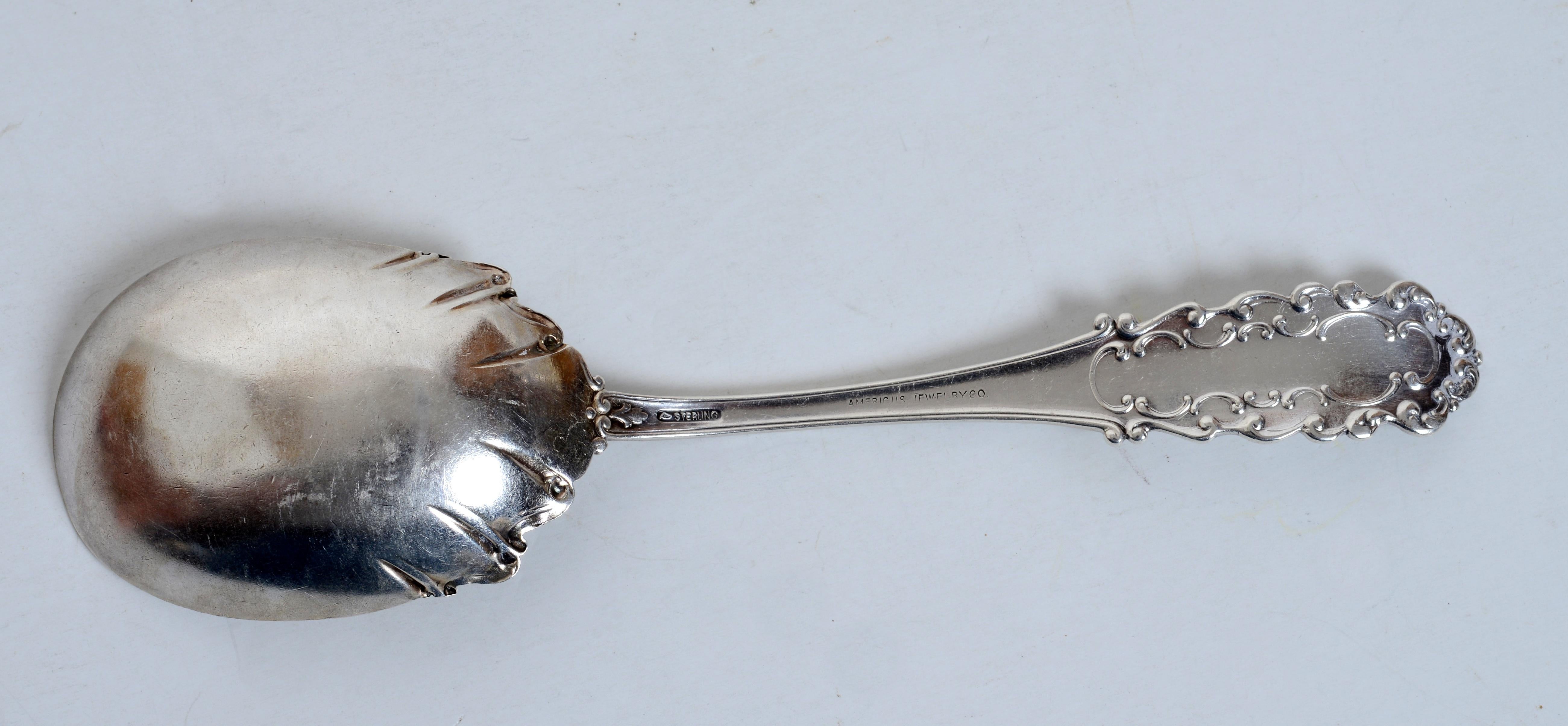 Mechanics Sterling Co. Preserve Spoon in the Eugenie Pattern Late 19th c. Mechanics Sterling Co., a subsidiary of the American company Watson & Newell Co. Attleboro, MA. It began in 1896 as the flatware branch of Watson & Newell Co. They were makers