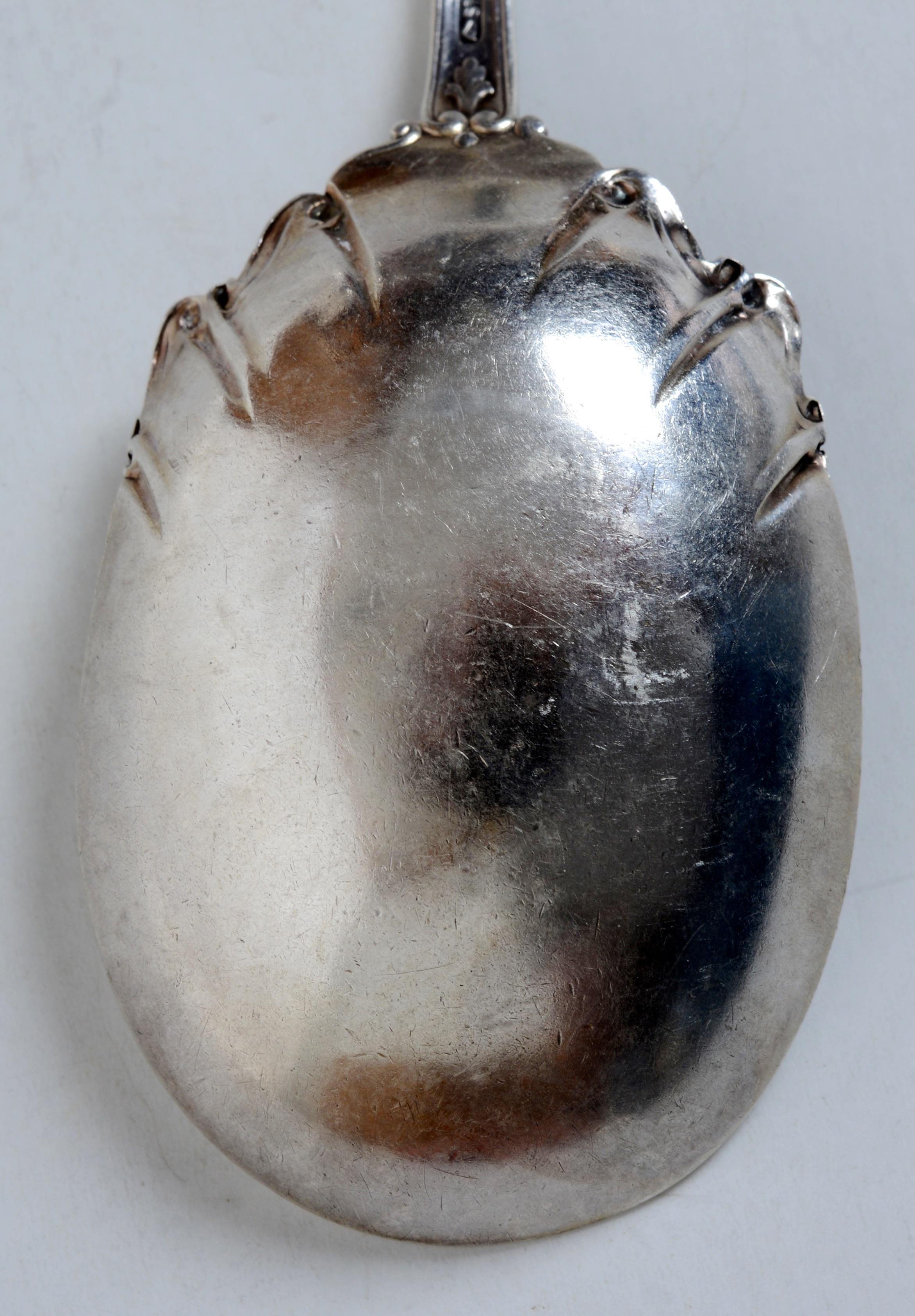 Mechanics Sterling Co. Preserve Spoon in the Eugenie Pattern Late 19th c In Good Condition For Sale In valatie, NY
