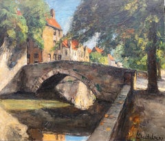 Antique A View of Bruges, Leo Mechelaere, Bruges 1880 – 1964 Erlangen, Signed