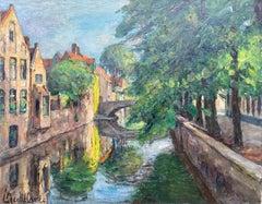 Antique A View of Bruges, Leo Mechelaere, Bruges 1880 – 1964 Erlangen, Bruges School