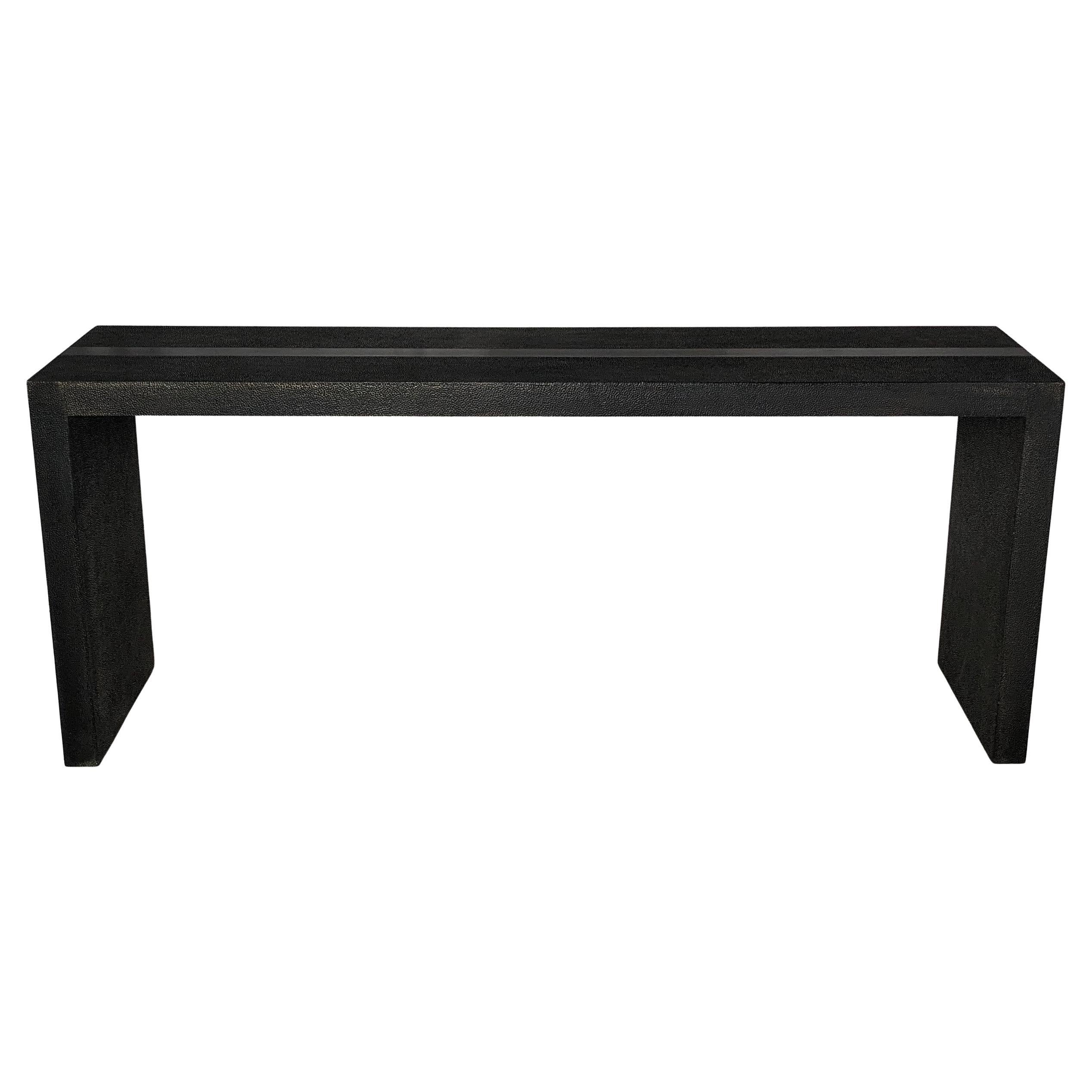 Med. Hammered Antq. Bronze Hall Table – Minimal Console, Alison Spear