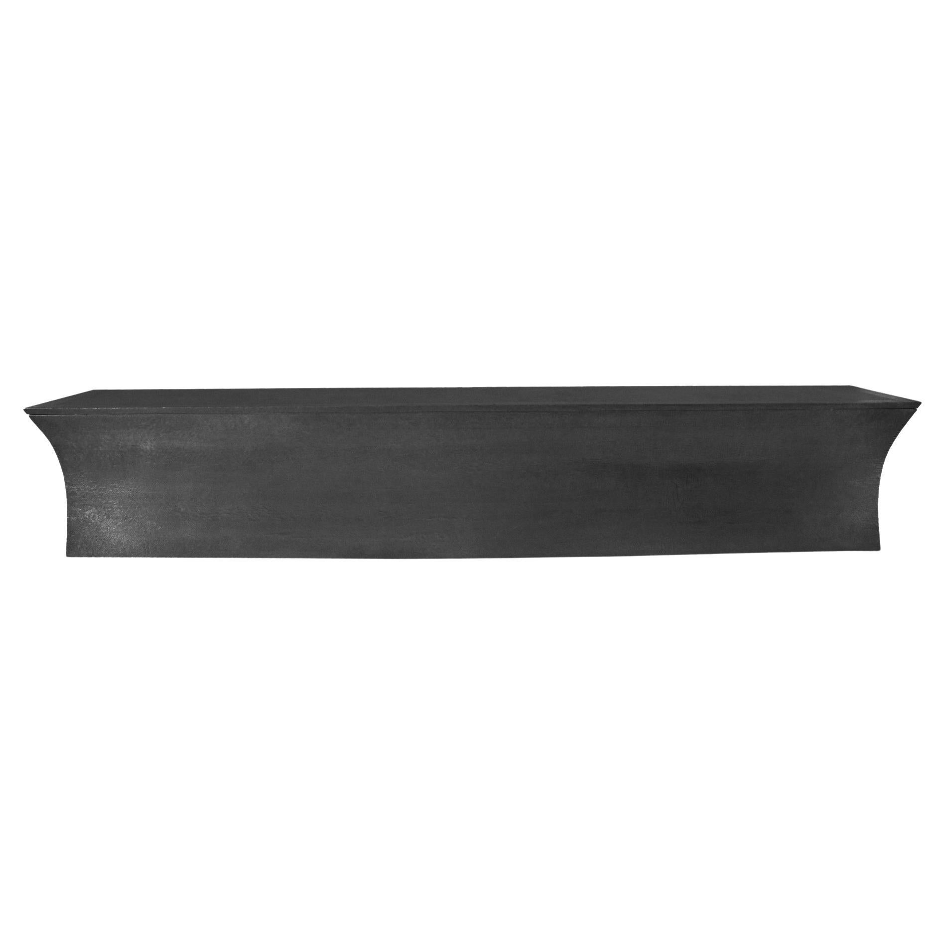 Med. Hammered Antq. Bronze Vaisseau Bench – Long Storage Trunk, Paul Mathieu