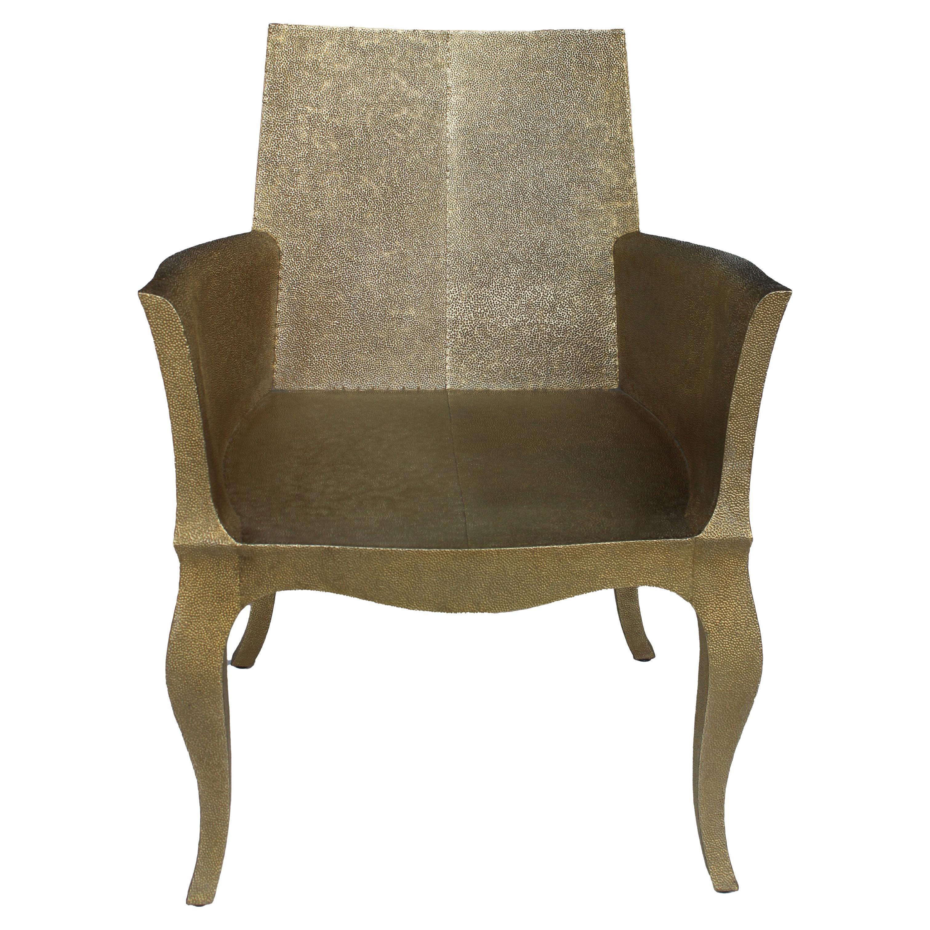Med. Hammered Brass Accent Chair – Sculptural Cabriole Leg Club Chair, Handmade For Sale
