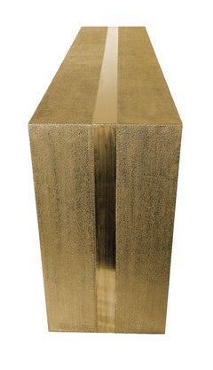 Med. Tavolo da ingresso in ottone martellato - Console architettonica, Alison Spear Design