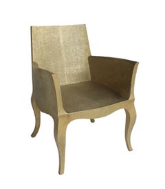 Med. Sedia Louise Club in ottone martellato - Poltrona con gambe a cabriola Luigi XV
