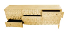 Med. Hammered Brass Louise Fleur de Lis Dresser – 9 Drawers, Paul Mathieu
