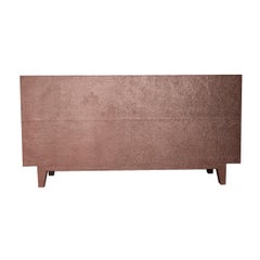 Med. Hammered Copper Biophilic Floral Credenza – Handmade Carved Metal Cabinet