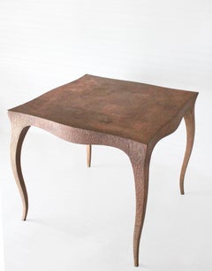 Méd. Table d'appoint en cuivre martelé - Louise XV Cabriole Card Table