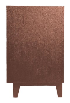 Med. Hammered Copper Sculptural Floral Buffet – Metal Clad Sideboard Credenza