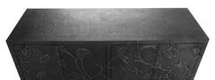 Med. Hammered White Bronze Floral Credenza – Hollywood Regency Cabinet