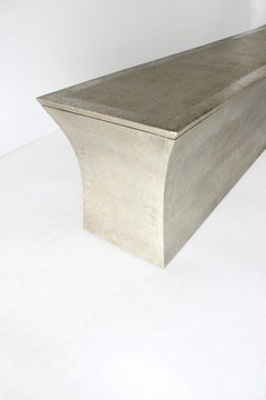 Med. Hammered White Bronze Long Storage Bench – Vaisseau, Paul Mathieu