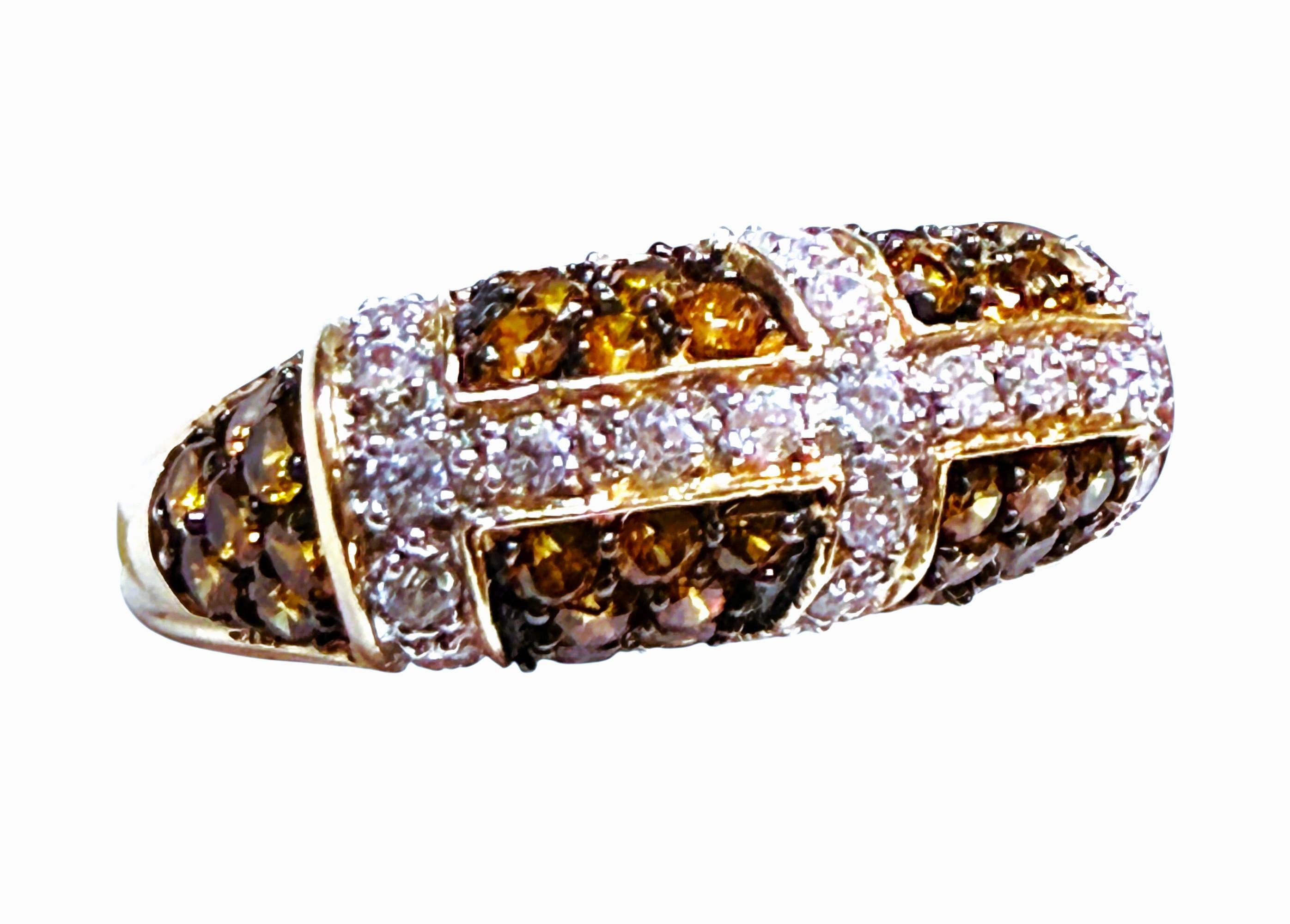 MEDA 14k Yellow Gold 1.26 Carat Citrine & 1.23 Carat Diamond Ring Size 5 For Sale 5