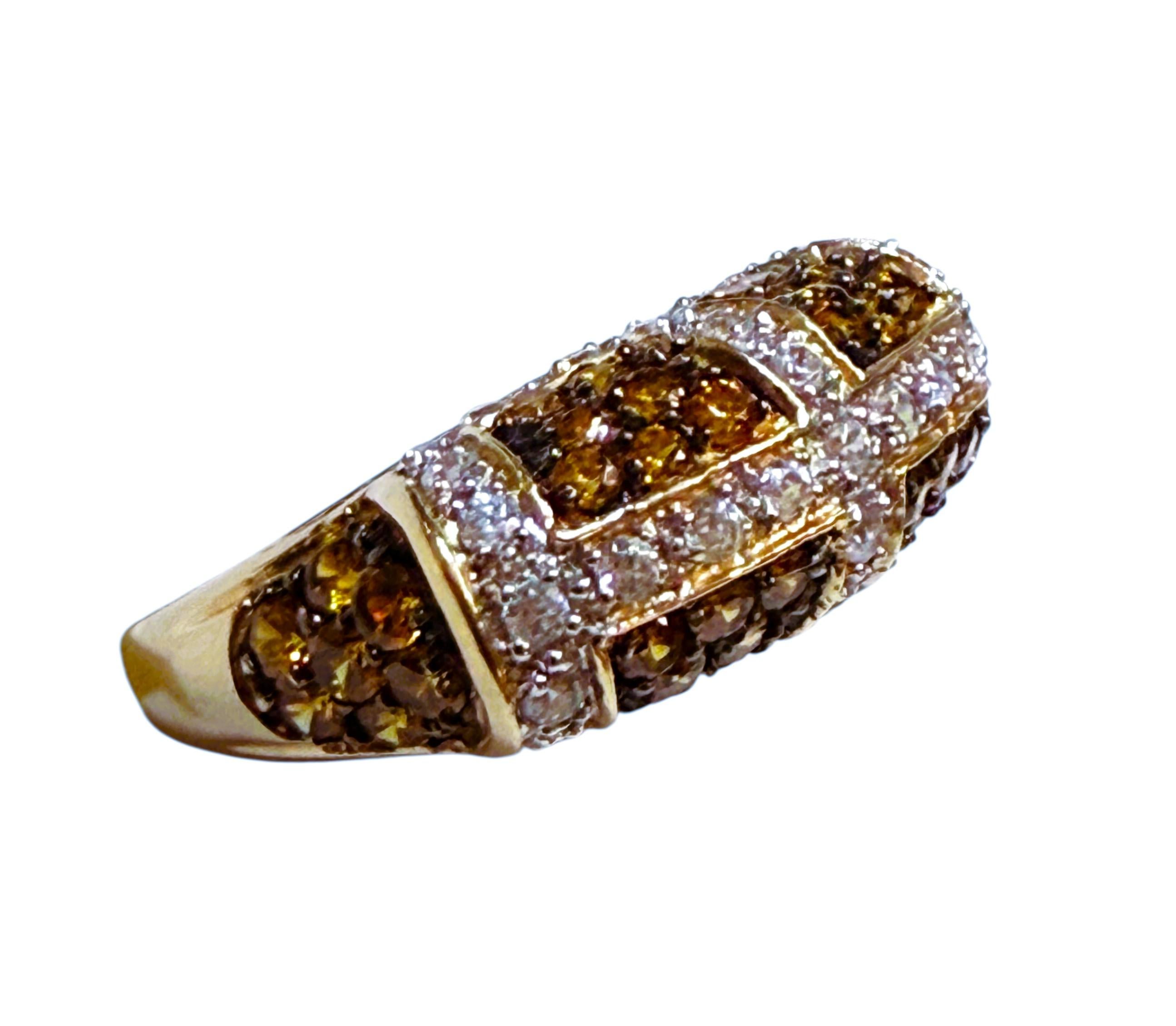 MEDA 14k Yellow Gold 1.26 Carat Citrine & 1.23 Carat Diamond Ring Size 5 For Sale 6