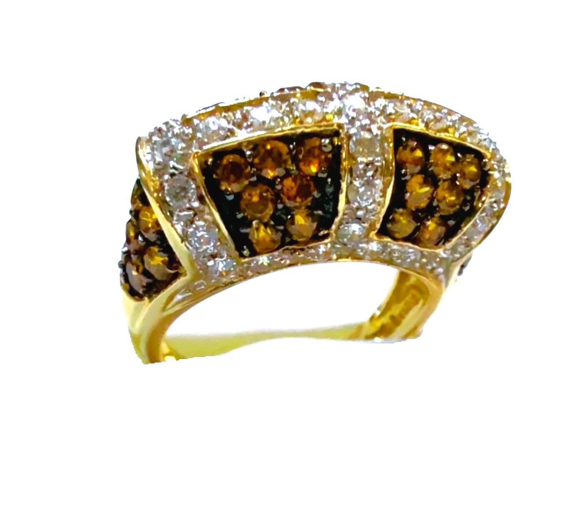 MEDA 14k Yellow Gold 1.26 Carat Citrine & 1.23 Carat Diamond Ring Size 5 For Sale 8