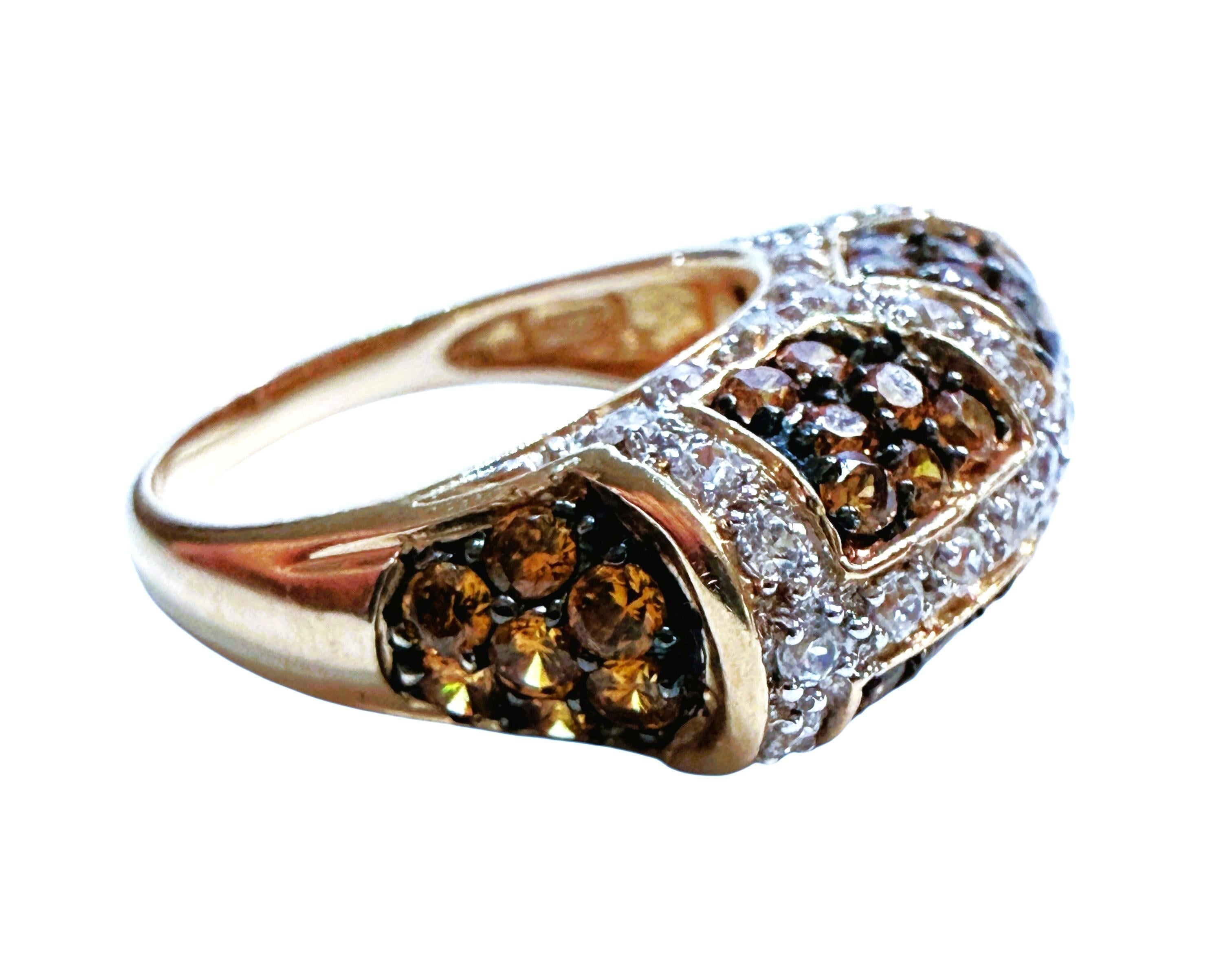 Brilliant Cut MEDA 14k Yellow Gold 1.26 Carat Citrine & 1.23 Carat Diamond Ring Size 5 For Sale