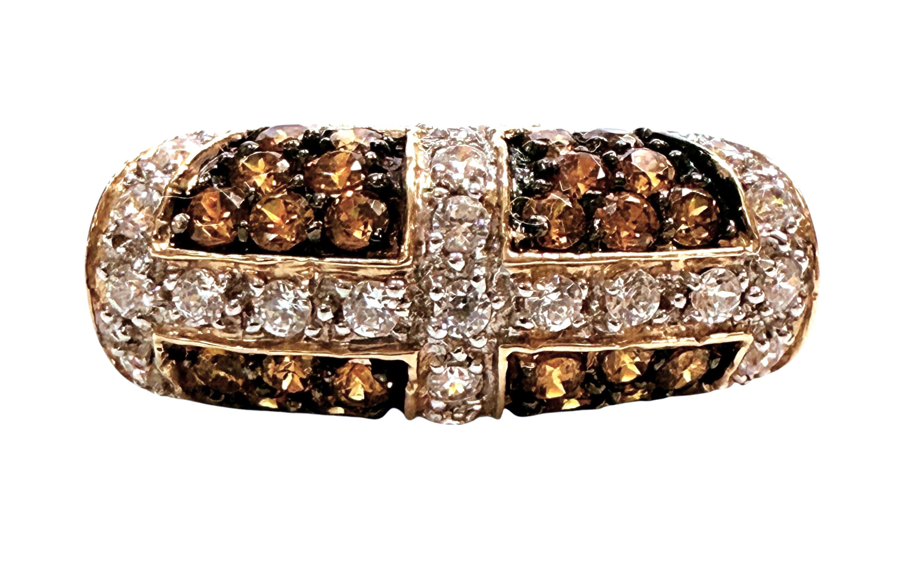 MEDA 14k Yellow Gold 1.26 Carat Citrine & 1.23 Carat Diamond Ring Size 5 For Sale 3