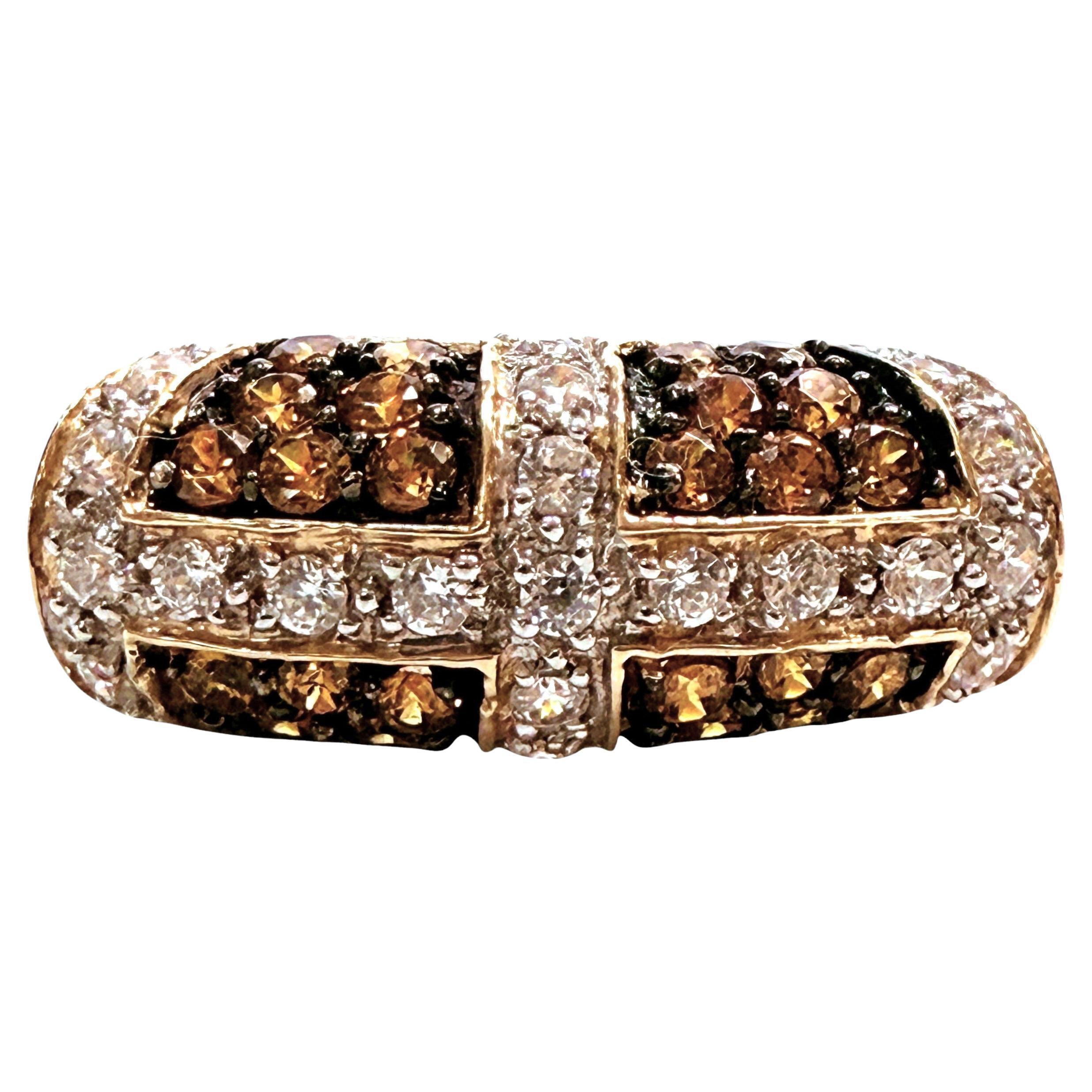 MEDA 14k Yellow Gold 1.26 Carat Citrine & 1.23 Carat Diamond Ring Size 5 For Sale