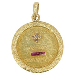 Médaille amour Augis ronde en or, diamants et rubis ca. 1910