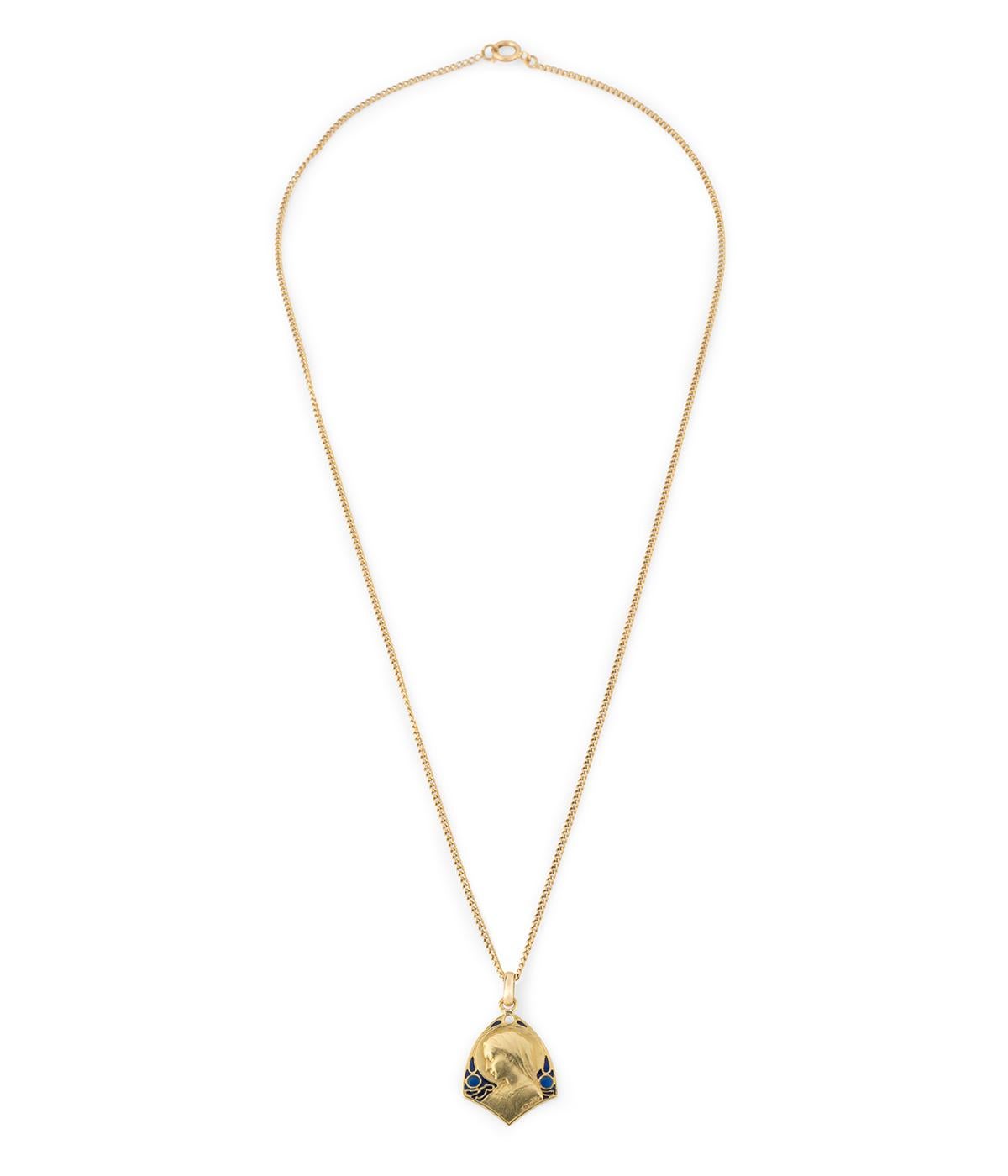Médaille Art nouveau en or et émail plique à jour signée E. Dropsy Art Nouveau en venta